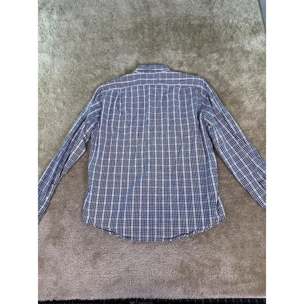 J. Crew Factory Slim Fit Tailored Button Down Plaid Shirt Blue Gray Large D836